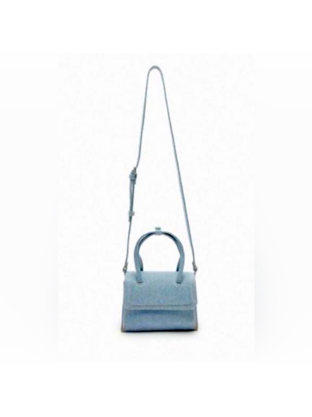 NWOT Zara Denim Mini Top Handle Shoulder Bag Blue Crossbody Purse